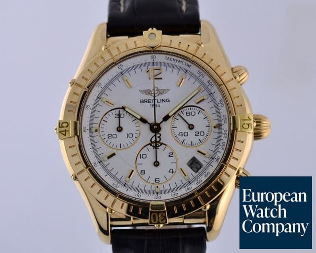 Image of Breitling Chronomat Cockpit 18K Yellow Gold Chronograph White Dial 37MM 