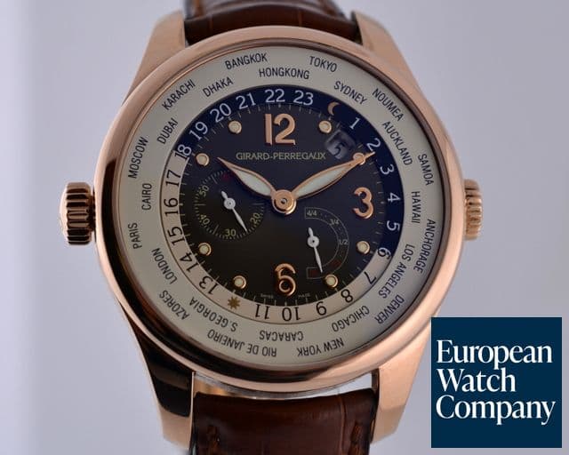 Image of Girard Perregaux World Time WW.TC Power Reserve 18K Rose Gold Grey Dial 41MM
