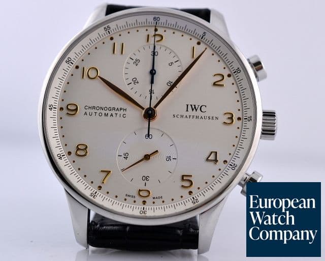 Image of IWC Portuguese Chronograph SS White Dial Gold Numerals 40MM