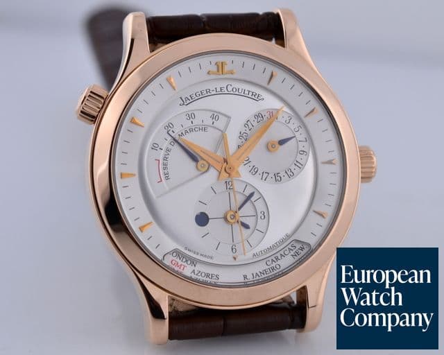Image of Jaeger LeCoultre Master Geographic 18K Rose Gold Half Hunter Case White Dial 38MM