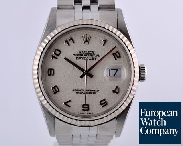 Image of Rolex Datejust White Arabic Dial Jubilee Bracelet T Series (1996) 36MM
