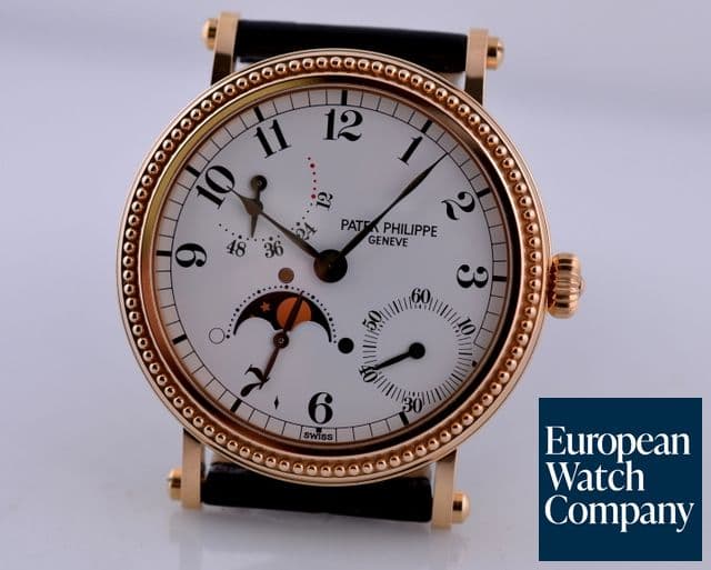 Image of Patek Philippe Moonphase Power Reserve 18K Rose Gold Hobnail Bezel 36MM