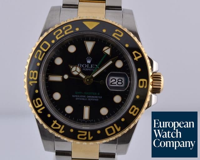 Image of Rolex GMT Master II SS / 18K Yellow Gold Black Dial Ceramic M Series (2007)
