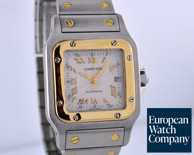 Image of Cartier Santos Mid Size Square  SS / 18K Automatic Silver Dial 