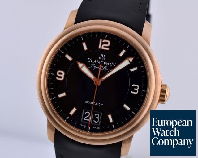 Image of Blancpain Aqualung Big Date 18K Rose Gold / Rubber Limited 40MM 

