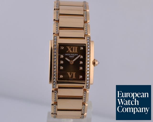 Image of Patek Philippe Ladies Twenty-4 18K RG / Diamond Brown Dial 