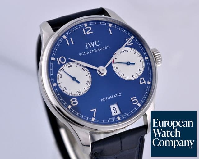 Image of IWC Portuguese 7 Day Automatic Laureus Edition Blue Dial SS 42MM