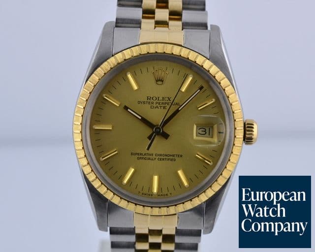 Image of Rolex Date SS / 14K White Roman Dial Circa 1986 34MM