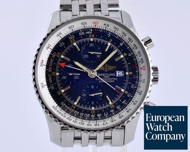 Image of Breitling Navitimer World Chronograph GMT SS Blue Dial