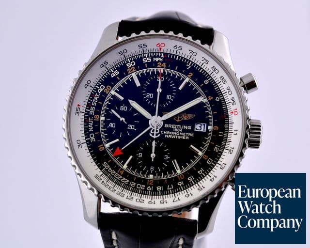 Image of Breitling Navitimer World Chronograph Black Dial SS 