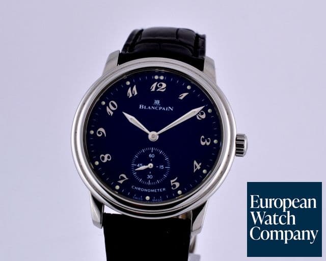Image of Blancpain Ultra Thin Black 
Manual Wind Chronometer SS