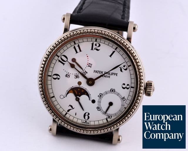 Image of Patek Philippe Power Reserve Moon Phase Hobnail Bezel 18K WG