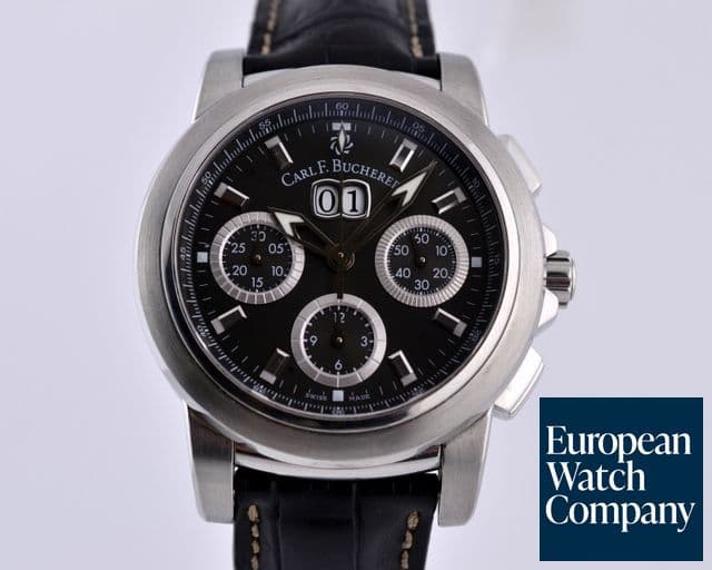 Image of Bucherer Patravi Chronograph Big Date SS Black Dial 