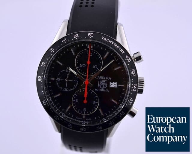 Image of TAG Heuer Carrera Chronograph SS / Rubber Black Dial 