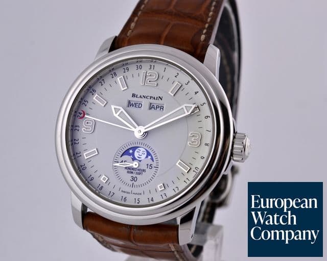Image of Blancpain Leman Complete Calendar Moon SS White Dial 