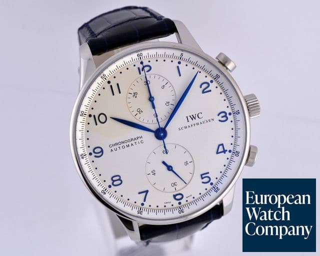 Image of IWC Portuguese Chronograph SS Silver Dial / Blue Numerals 