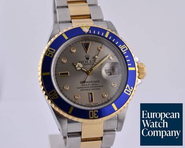 Image of Rolex Submariner 18K / SS Silver Serti Dial 