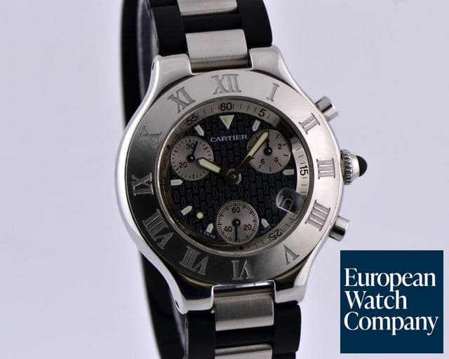 Image of Cartier Must 21 Chronoscaph Quartz SS / Rubber 