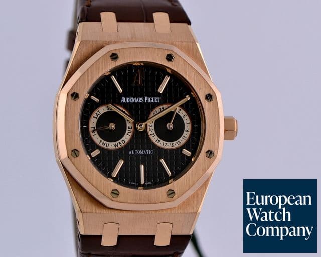 Image of Audemars Piguet Royal Oak Day Date Black Dial 18K RG / Alligator