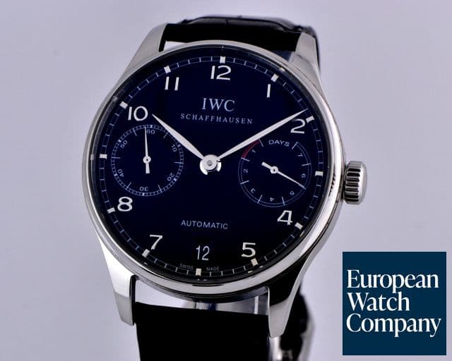 Image of IWC Portuguese 7 Day Automatic SS Black Dial