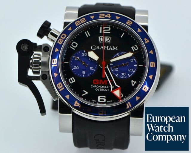 Image of Graham Oversize GMT Chronofighter Blue Bezel SS 