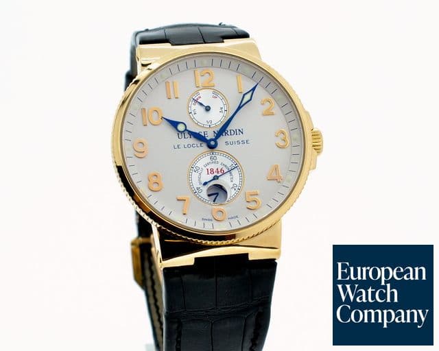 Image of Ulysse Nardin Maxi Marine Chronometer Silver Arabic 18K RG / Alligator 