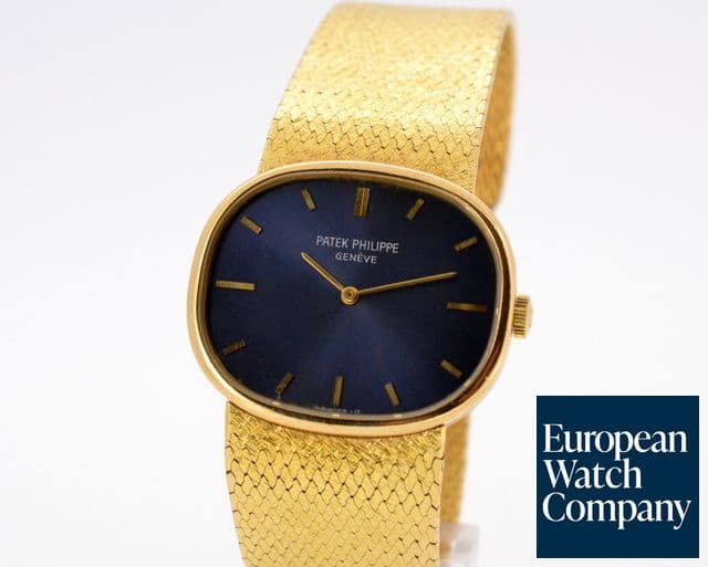 Image of Patek Philippe Ellipse Blue Dial Mesh Bracelet 18K YG
