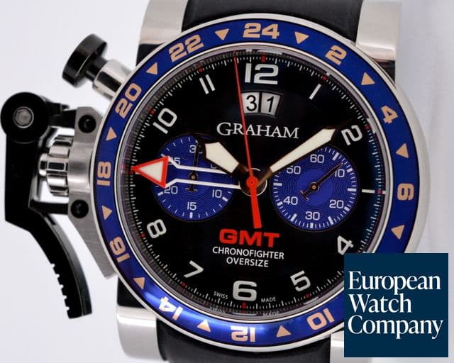 Image of Graham Oversize GMT Chronofighter Blue Bezel SS 