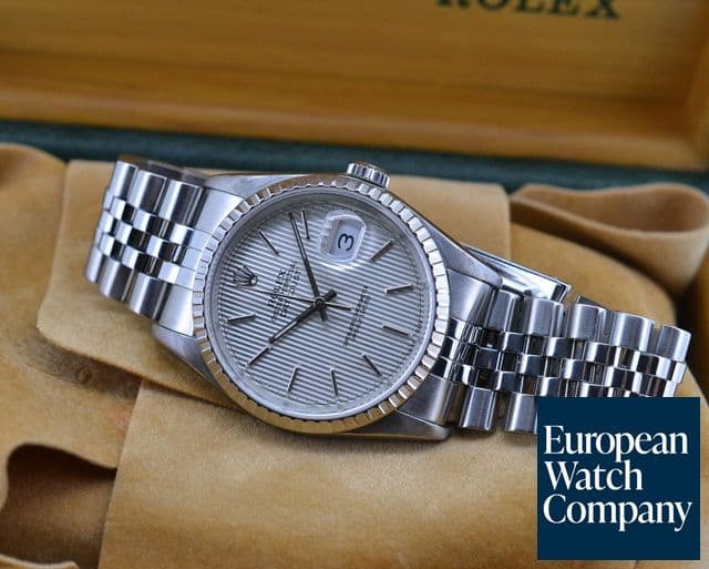 Image of Rolex Datejust Silver Tapestry Dial SS Jubilee