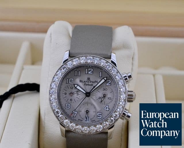 Image of Blancpain Ladies Flyback Silver Arabic / Diamond Bezel 