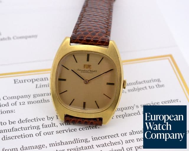 Image of IWC Vintage Cushion Case Manual Wind 18K Yellow Gold 