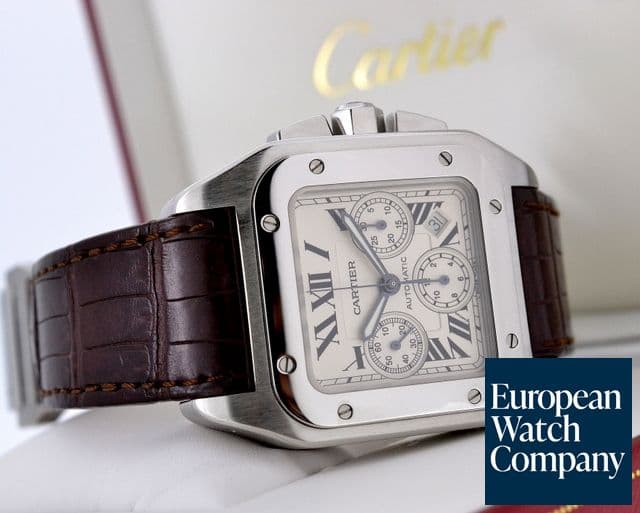 Image of Cartier Santos 100 Chronograph XL SS / Alligator 