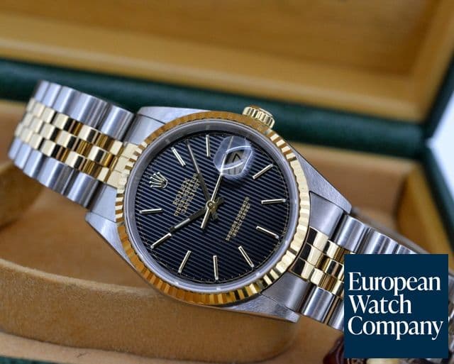 Image of Rolex Datejust 18K / SS Black Tapestry Dial 