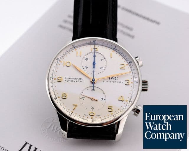 Image of IWC Portuguese Chronograph SS Silver Dial / Gold Numerals 