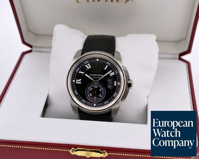 Image of Cartier Calibre de Cartier Black Dial SS / Alligator 