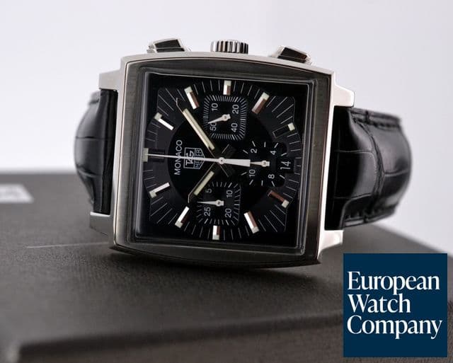 Image of TAG Heuer Monaco Chronograph Square SS Black Dial