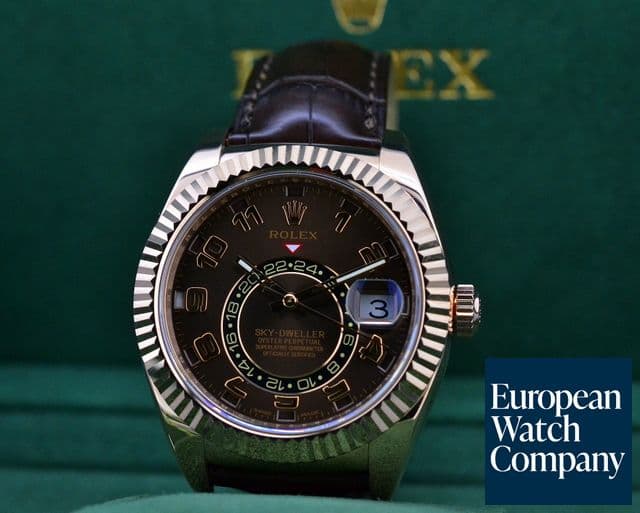 Image of Rolex Sky Dweller Chocolate Dial 18k Rose Gold / Alligator  