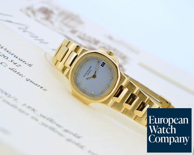 Image of Patek Philippe Nautilus Ladies Light Blue Diamond Dial 18K Yellow Gold 