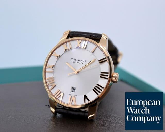 Image of Tiffany Atlas Dome Automatic 18K Rose Gold Silver Dial 42MM