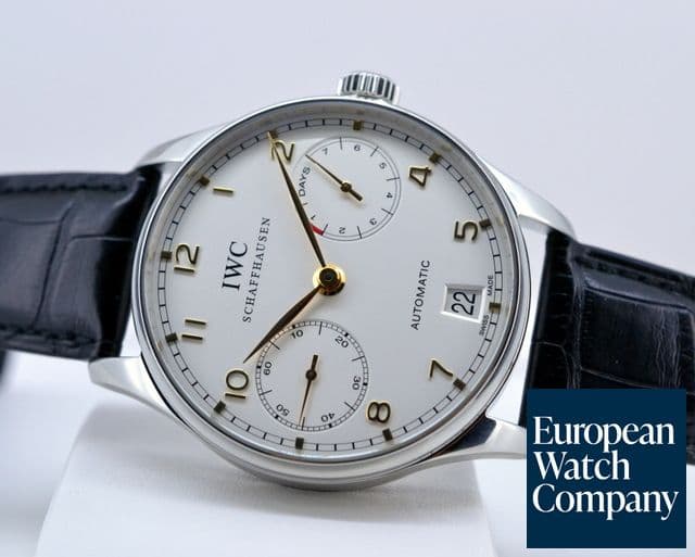 Image of IWC Portuguese 7 Day Automatic SS Silver Dial Rose Numerals 