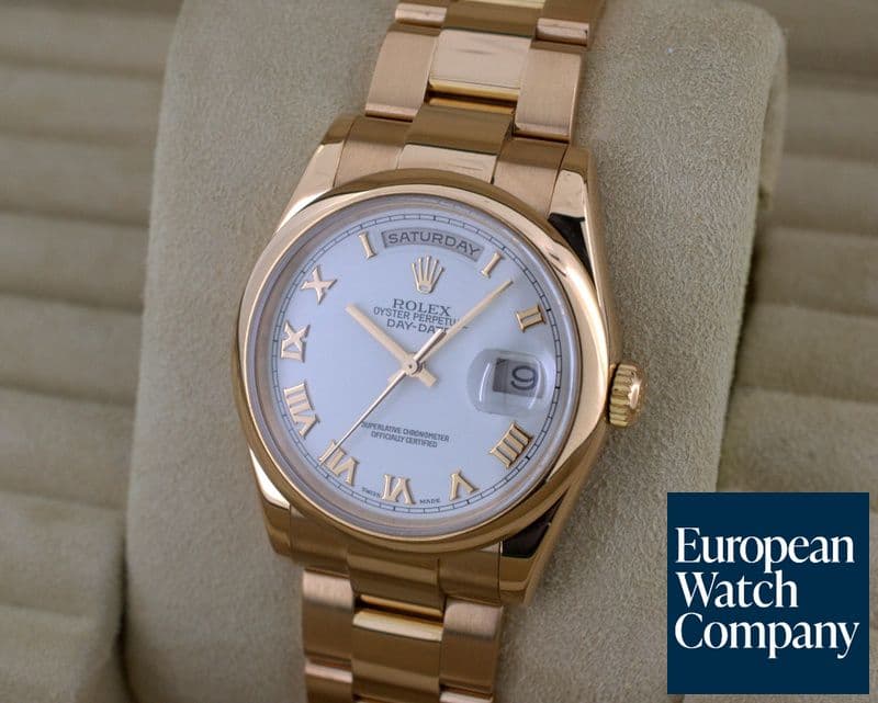 Image of Rolex Day Date Oyster President White Roman 18K Rose Gold