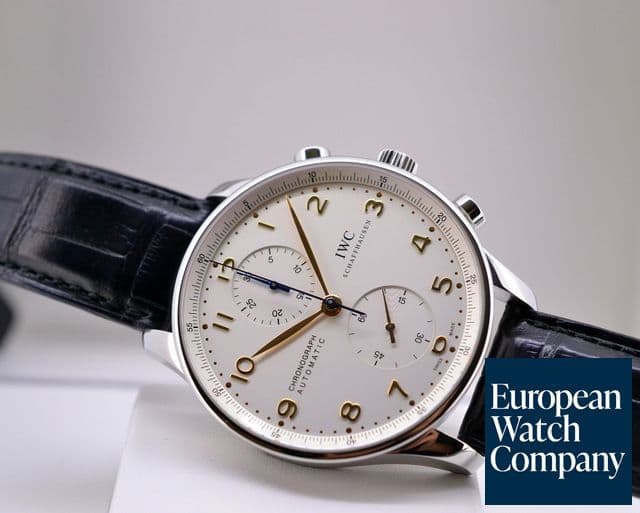 Image of IWC Portuguese Chronograph SS Silver Dial / Gold Numerals 