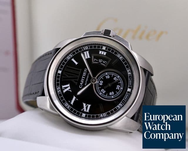 Image of Cartier Calibre de Cartier Black Dial SS / Alligator 