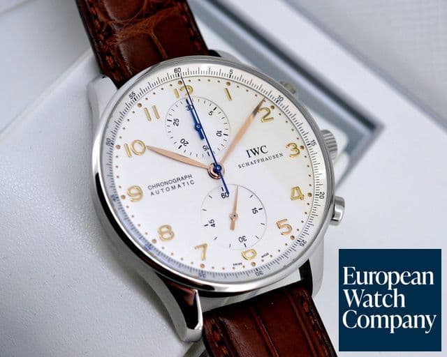 Image of IWC Portuguese Chronograph SS Silver Dial / Gold Numerals 
