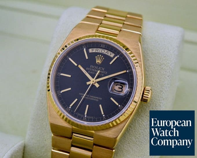 Image of Rolex OysterQuartz Day Date 18K Yellow Gold / Black Dial