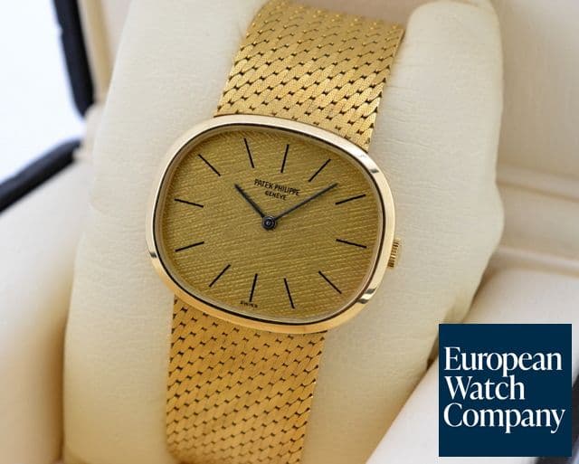 Image of Patek Philippe Ellipse Champagne 18K  Yellow Gold / Mesh Bracelet