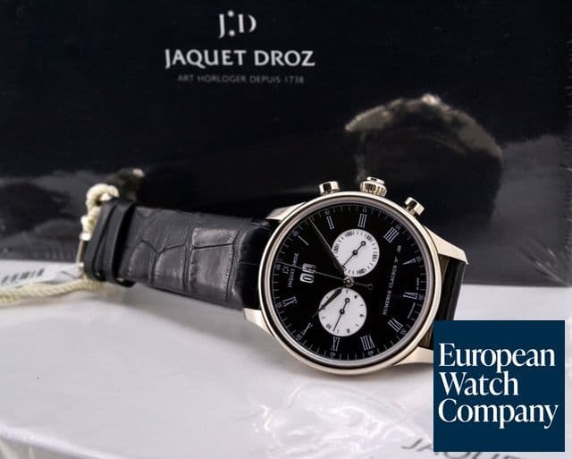Image of Jaquet Droz Chronograph Grande Date 18K White Gold Black Dial UNWORN