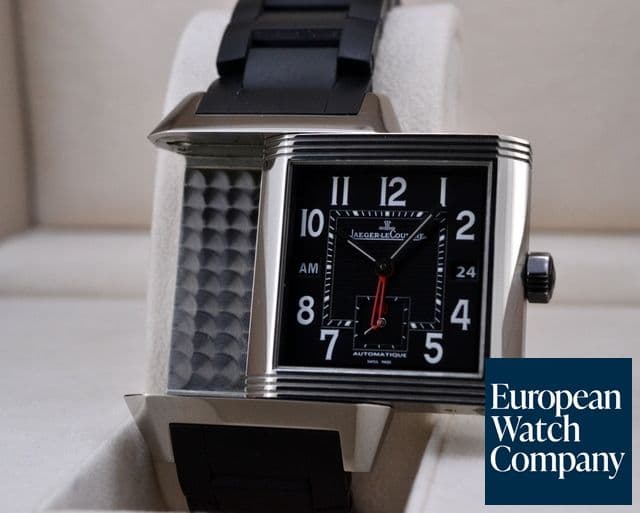 Image of Jaeger LeCoultre Reverso Squadra Hometime SS / Rubber Black Dial
