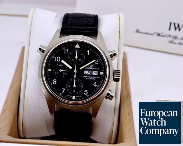 Image of IWC Pilot Double Chronograph SS Black Dial