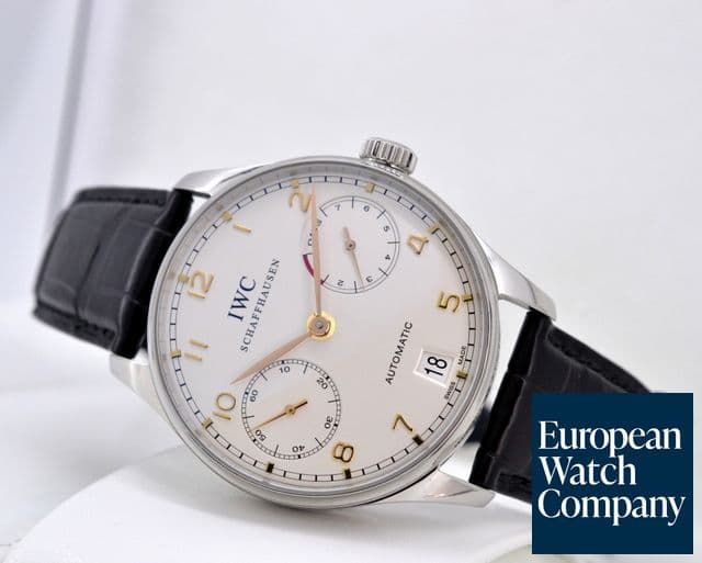 Image of IWC Portuguese 7 Day Automatic SS Silver Dial Rose Numerals 